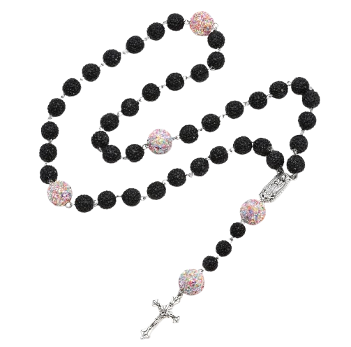 RHINESTONE OBSIDIAN FASHION ROSARY