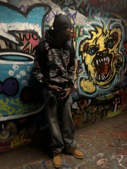 PEACE OF ART OBSIDIAN ZIP UP