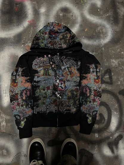 PEACE OF ART OBSIDIAN ZIP UP