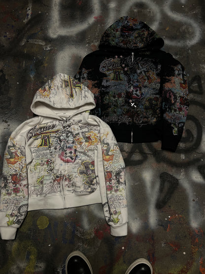 PEACE OF ART OBSIDIAN ZIP UP